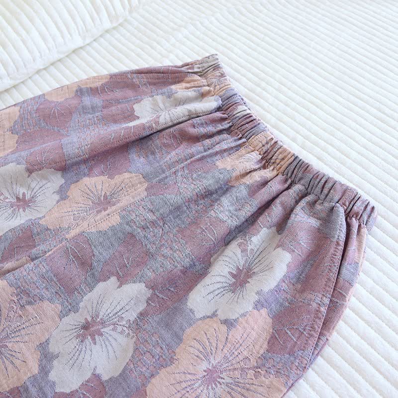 Loungewear-Set aus Baumwolle mit Kirschblüten-Jacquardmuster - image 8