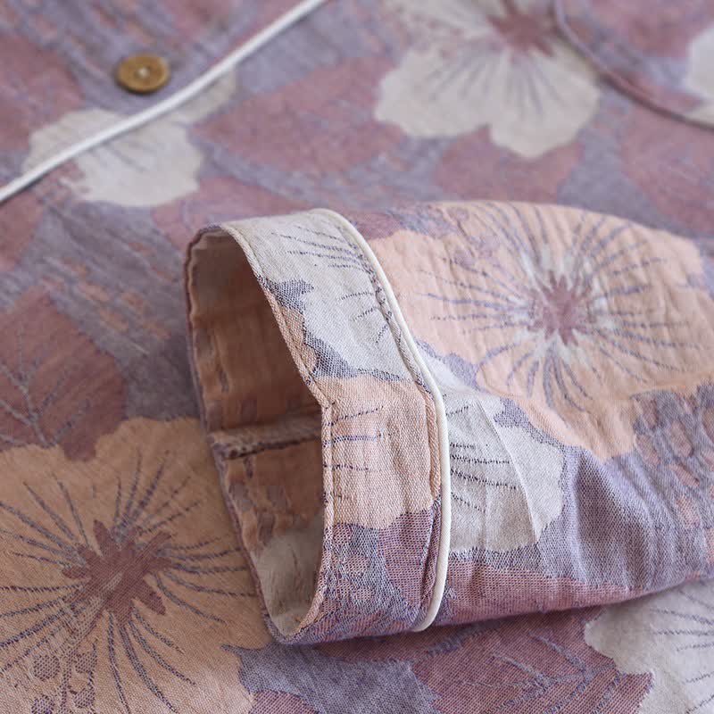 Loungewear-Set aus Baumwolle mit Kirschblüten-Jacquardmuster - image 7