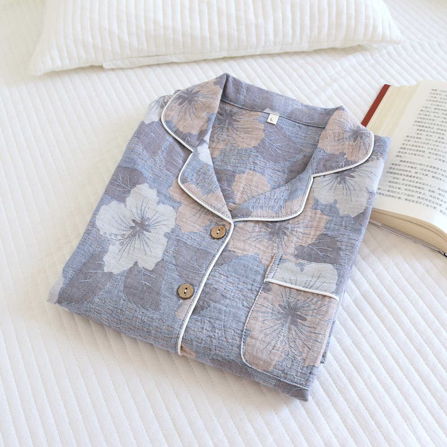 Loungewear-Set aus Baumwolle mit Kirschblüten-Jacquardmuster - image 13