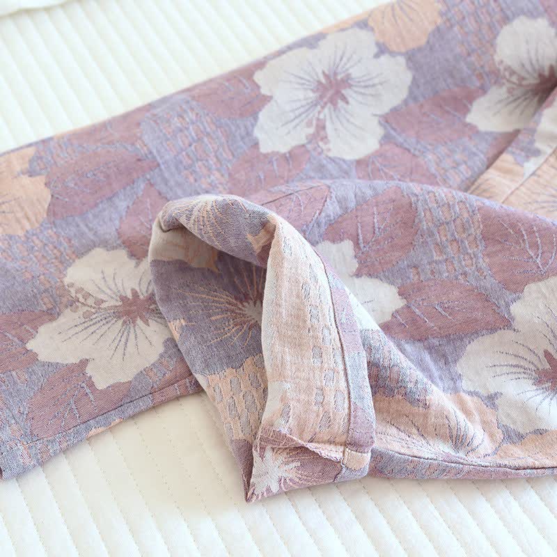 Loungewear-Set aus Baumwolle mit Kirschblüten-Jacquardmuster - image 10