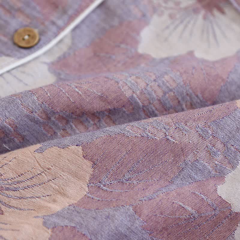 Loungewear-Set aus Baumwolle mit Kirschblüten-Jacquardmuster - image 6