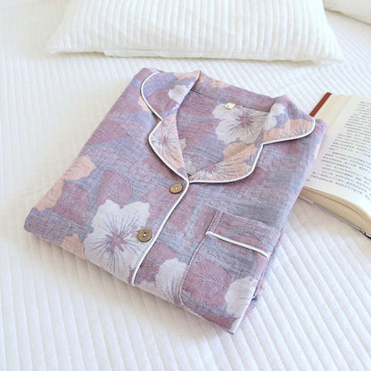 Loungewear-Set aus Baumwolle mit Kirschblüten-Jacquardmuster - image 2