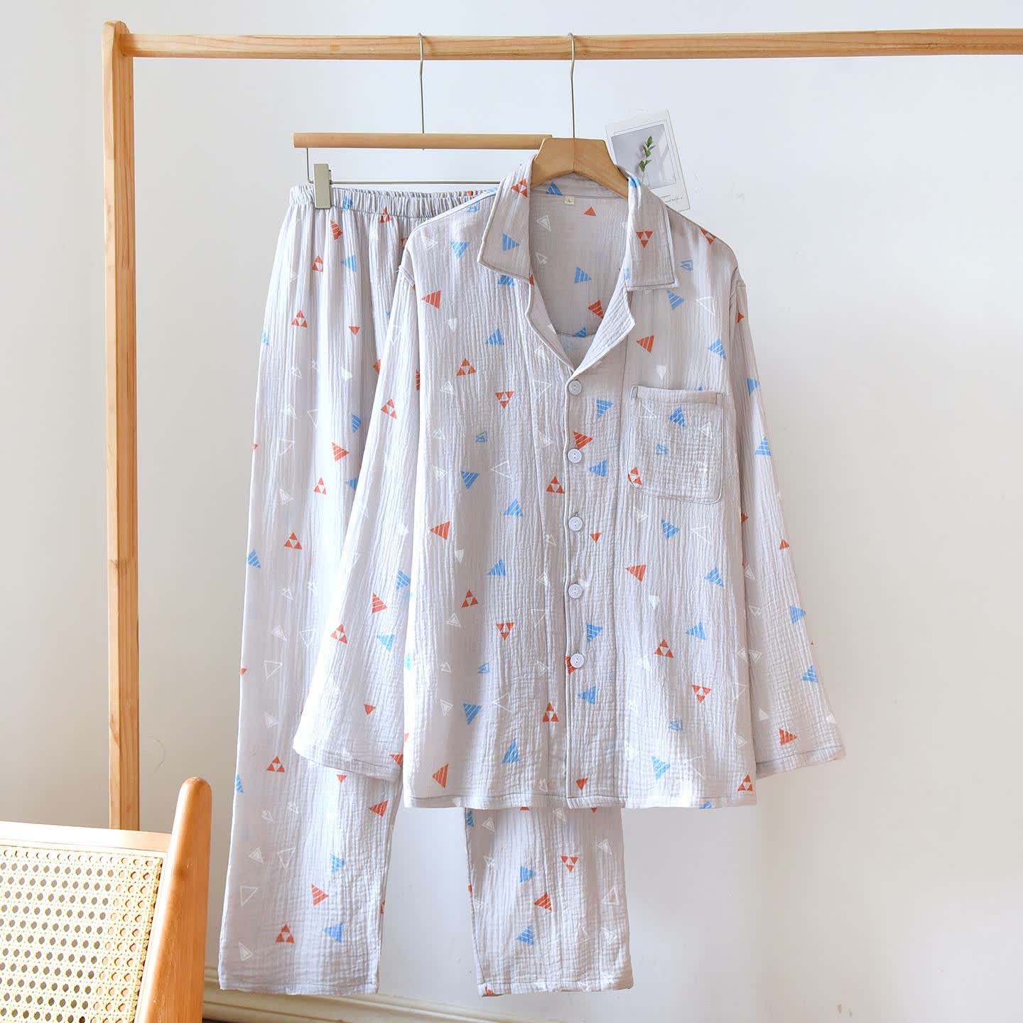Unisex-Loungewear-Set aus Baumwolle mit geometrischem Dreieck - Grau - XXL - image 3