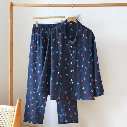 Unisex-Loungewear-Set aus Baumwolle mit geometrischem Dreieck - Marineblau - XXL - image 14
