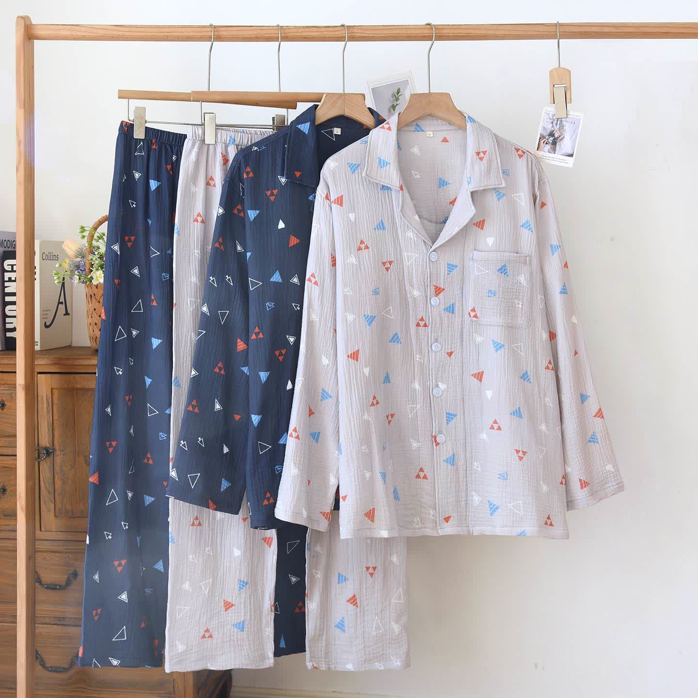 Unisex-Loungewear-Set aus Baumwolle mit geometrischem Dreieck - image 0