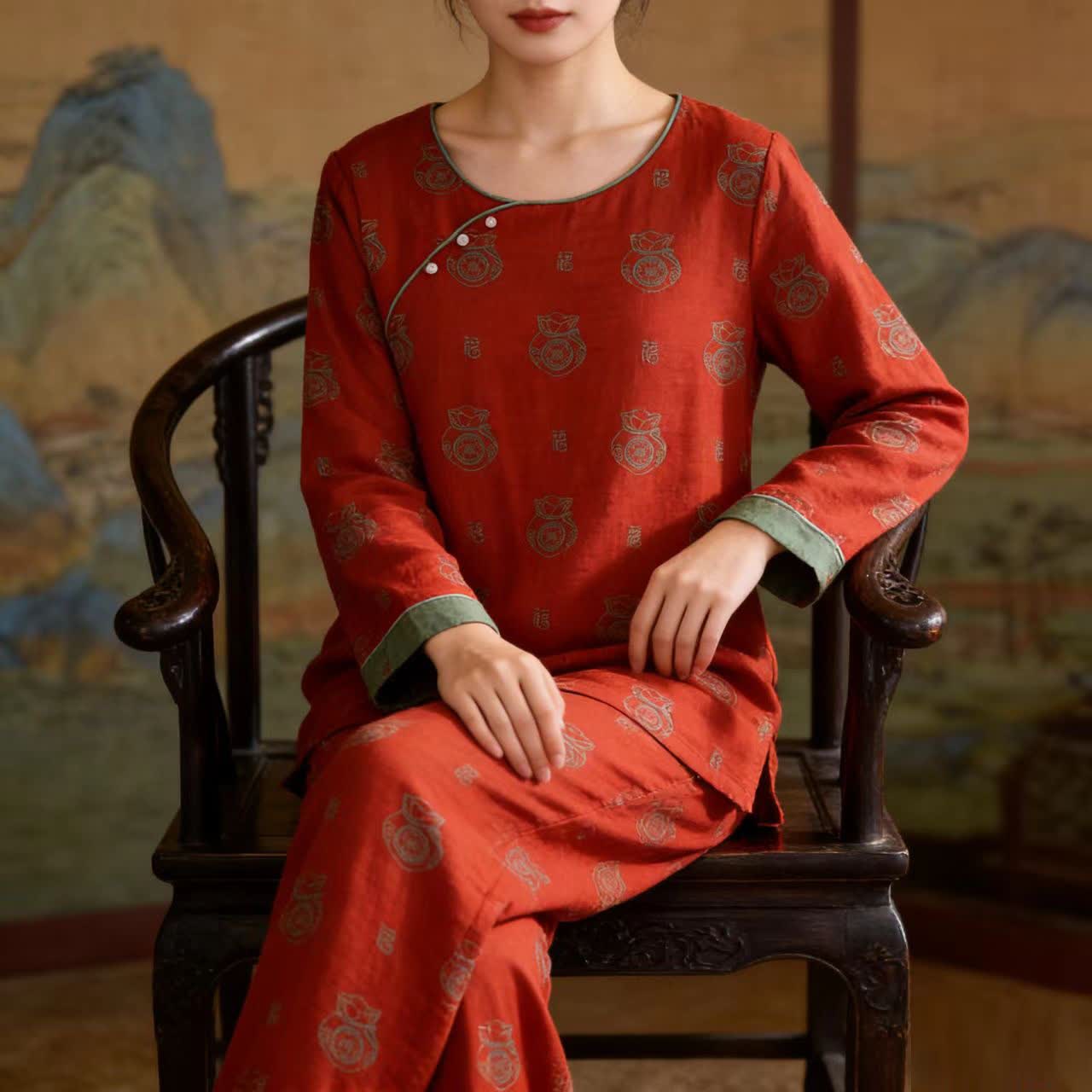 Loungewear-Set aus Baumwolle mit Glückstaschenmuster - image 1