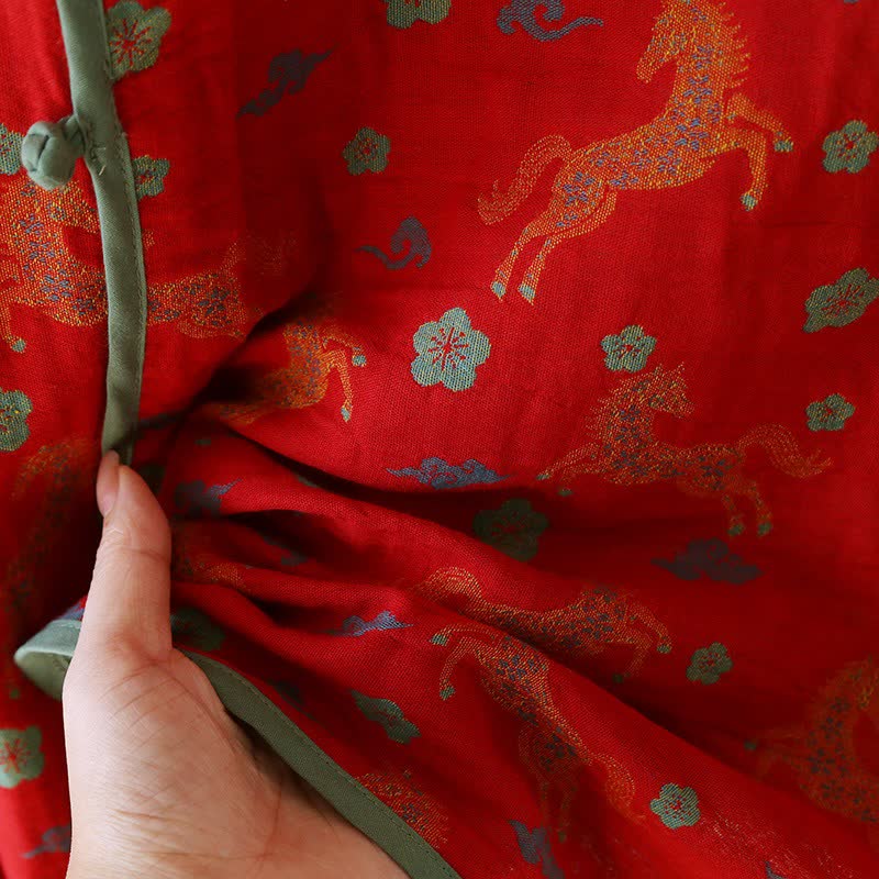 Loungewear-Set aus Baumwollgaze mit Pferdemotiv und Blumenmuster - image 8