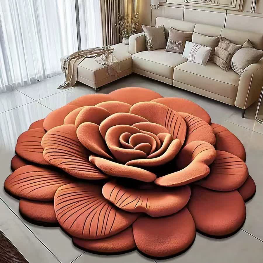 Kreativer Rosen-3D-Effekt-Teppich - Orange - 120cm x 120cm - image 2