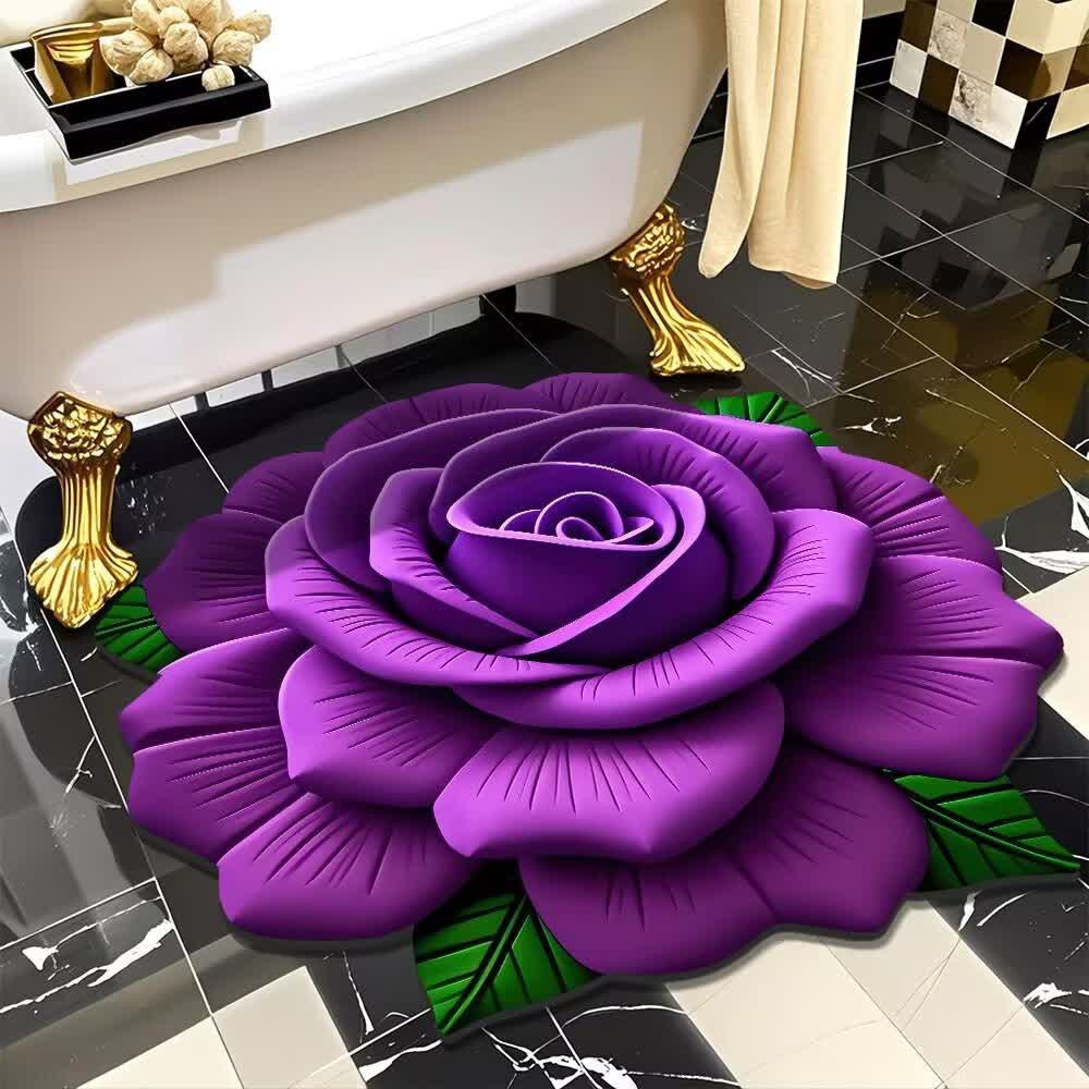 Romantischer Rosen-Teppich mit 3D-Effekt - Lila - 120cm x 120cm - image 0