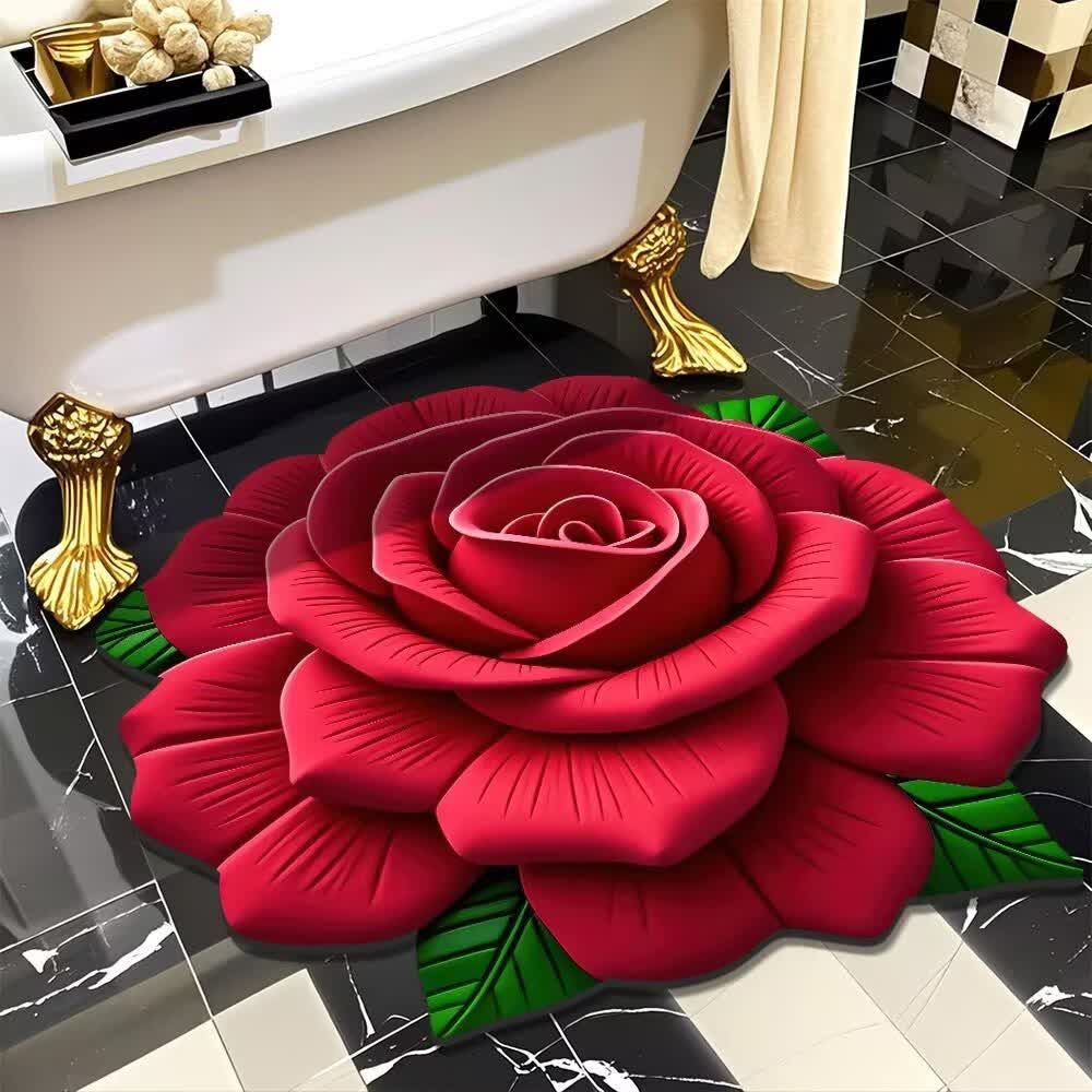 Romantischer Rosen-Teppich mit 3D-Effekt - Rot - 120cm x 120cm - image 2