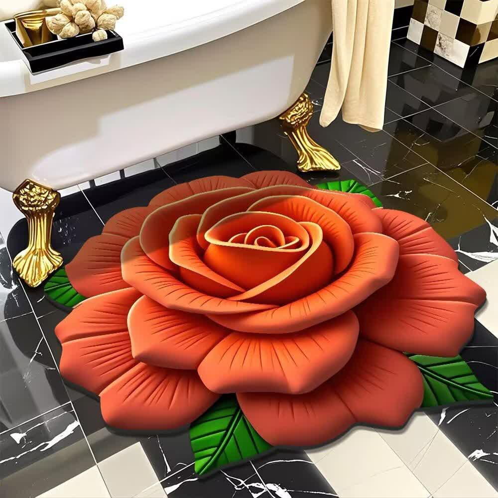 Romantischer Rosen-Teppich mit 3D-Effekt - Orange - 120cm x 120cm - image 4