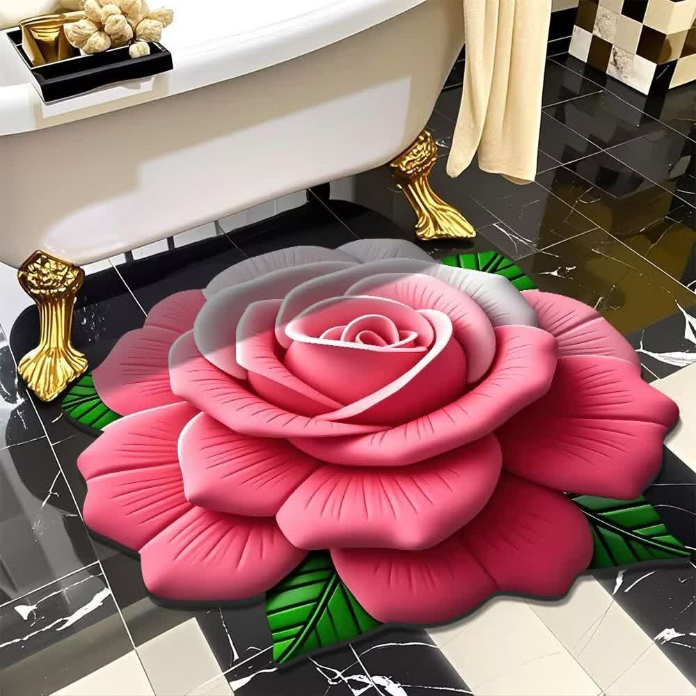 Romantischer Rosen-Teppich mit 3D-Effekt - Farbverlauf Rosa - 120cm x 120cm - image 5