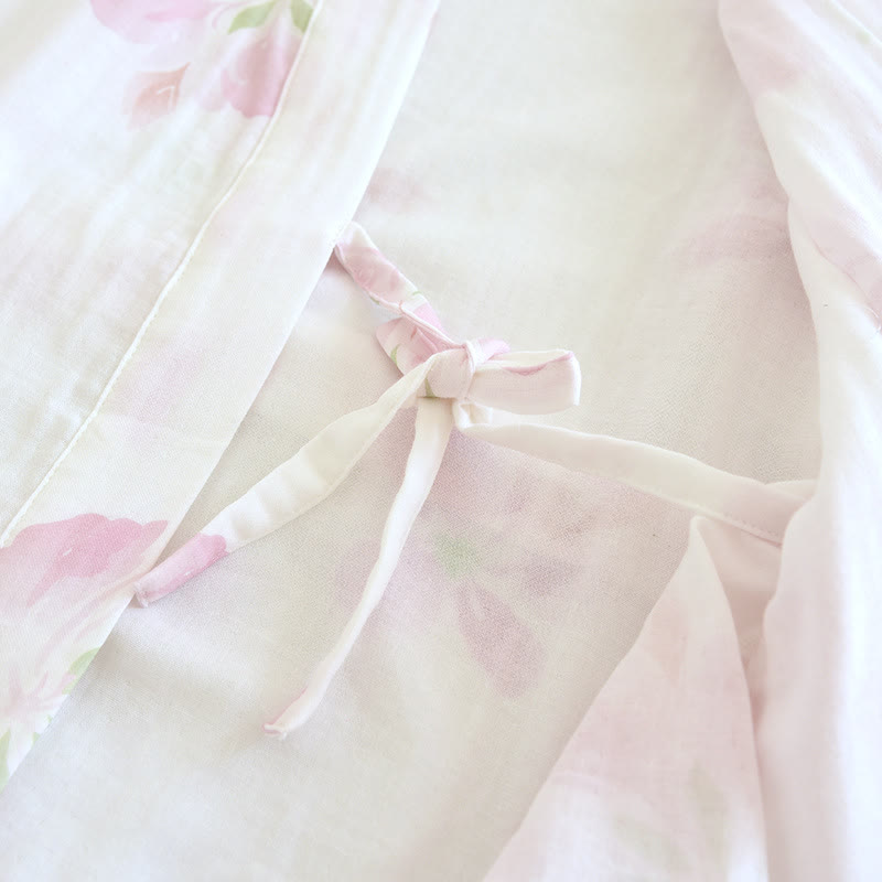 Kimono-Bademantel aus Baumwollgaze mit Kirschblütenmuster - image 9