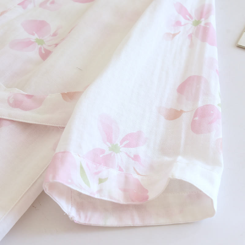 Kimono-Bademantel aus Baumwollgaze mit Kirschblütenmuster - image 6