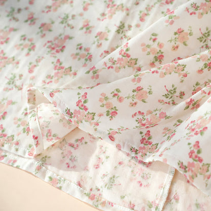 Ärmelloses Nachthemd aus reiner Baumwolle mit rosa Blumenmuster - image 6