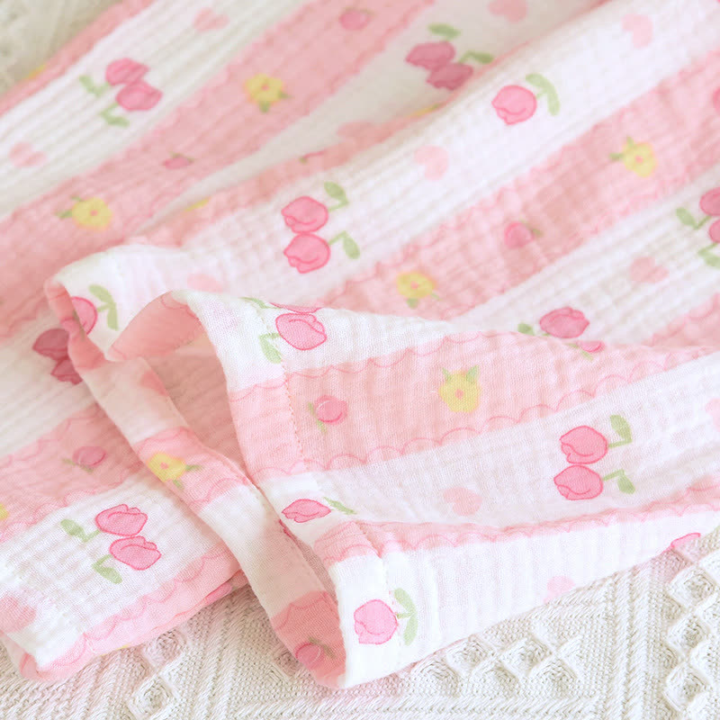 Gestreiftes Loungewear-Set aus Baumwolle mit Rosenmuster - image 11