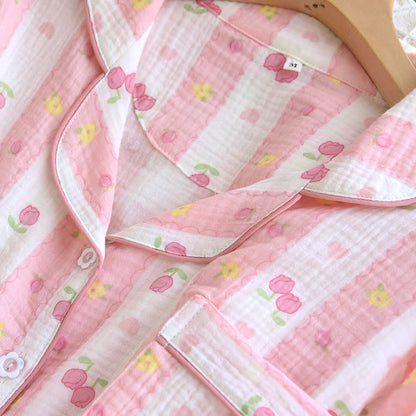 Gestreiftes Loungewear-Set aus Baumwolle mit Rosenmuster - image 5