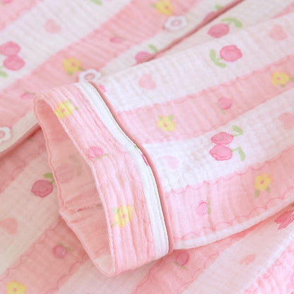 Gestreiftes Loungewear-Set aus Baumwolle mit Rosenmuster - image 8