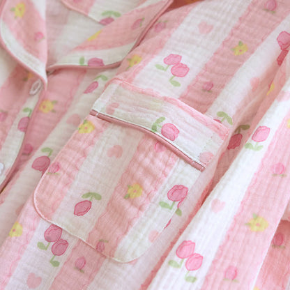 Gestreiftes Loungewear-Set aus Baumwolle mit Rosenmuster - image 6
