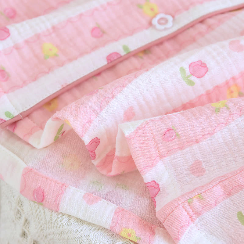 Gestreiftes Loungewear-Set aus Baumwolle mit Rosenmuster - image 9