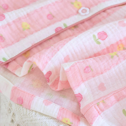Gestreiftes Loungewear-Set aus Baumwolle mit Rosenmuster - image 9