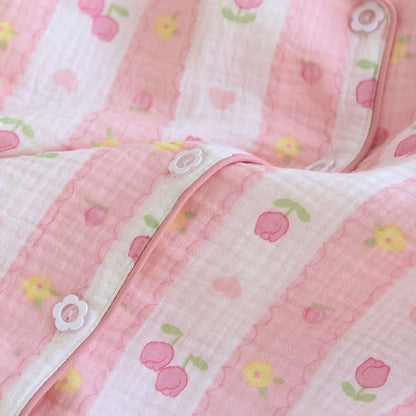 Gestreiftes Loungewear-Set aus Baumwolle mit Rosenmuster - image 7