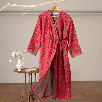 Romantisches Rosen-Rüschen-Baumwoll-Nachthemd - Rot - XL - image 3