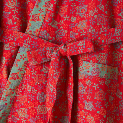 Romantischer Kimono-Bademantel aus Baumwolle mit Rosenmuster - image 7