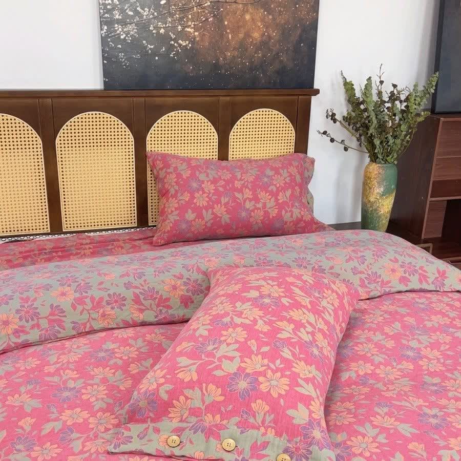 Bettwäsche-Set „Country Gardenia Floral“ aus Baumwollgaze (4-teilig) - image 4