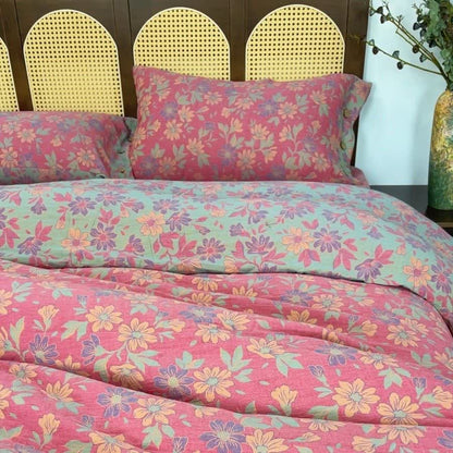 Bettwäsche-Set „Country Gardenia Floral“ aus Baumwollgaze (4-teilig) - Rosa - König - image 0