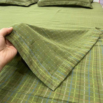 Wendebettlaken aus Baumwolle mit grünem Vichy-Karo - Tagesdecke mit 2 Kissenbezügen - 270cm x 245cm - image 0