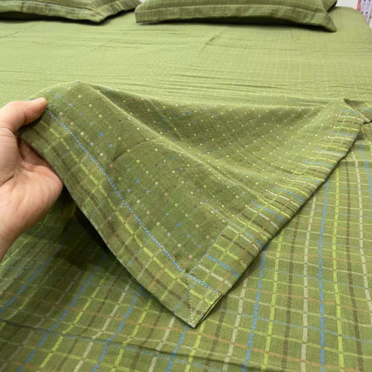 Wendebettlaken aus Baumwolle mit grünem Vichy-Karo - Tagesdecke mit 2 Kissenbezügen - 270cm x 245cm - image 0