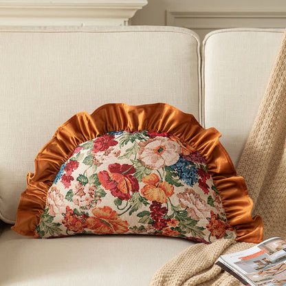 Dekokissen im Landhausstil mit Blumenmuster und Rüschen - Orange - Kissen - 65cm x 40cm - image 8