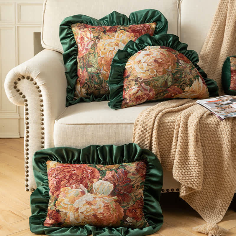 Ölgemälde Pfingstrose Rüschen-Zierkissen - image 0