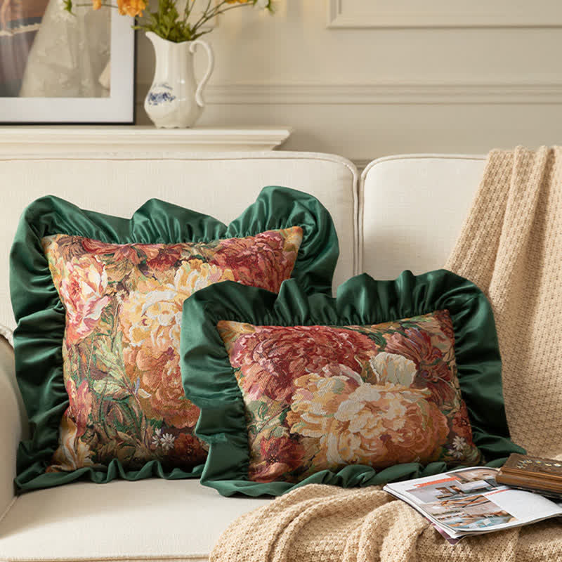 Ölgemälde Pfingstrose Rüschen-Zierkissen - image 1