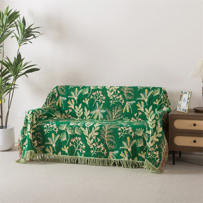 Botanische grüne Blatt-Baumwollquastendecke - 230cm x 250cm - image 0