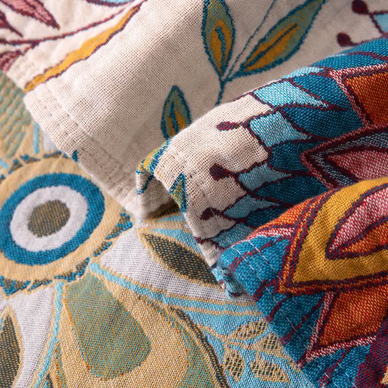 Decke aus Baumwollgaze mit exotischem Blattmuster - image 3
