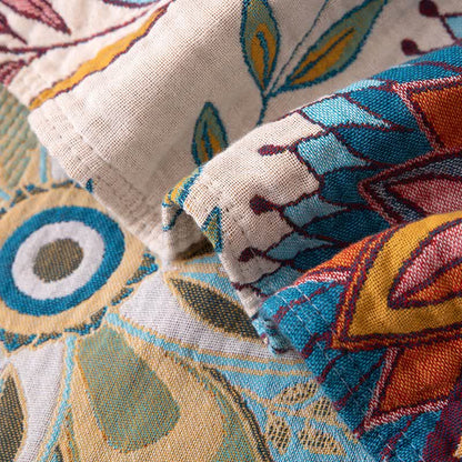 Decke aus Baumwollgaze mit exotischem Blattmuster - image 3