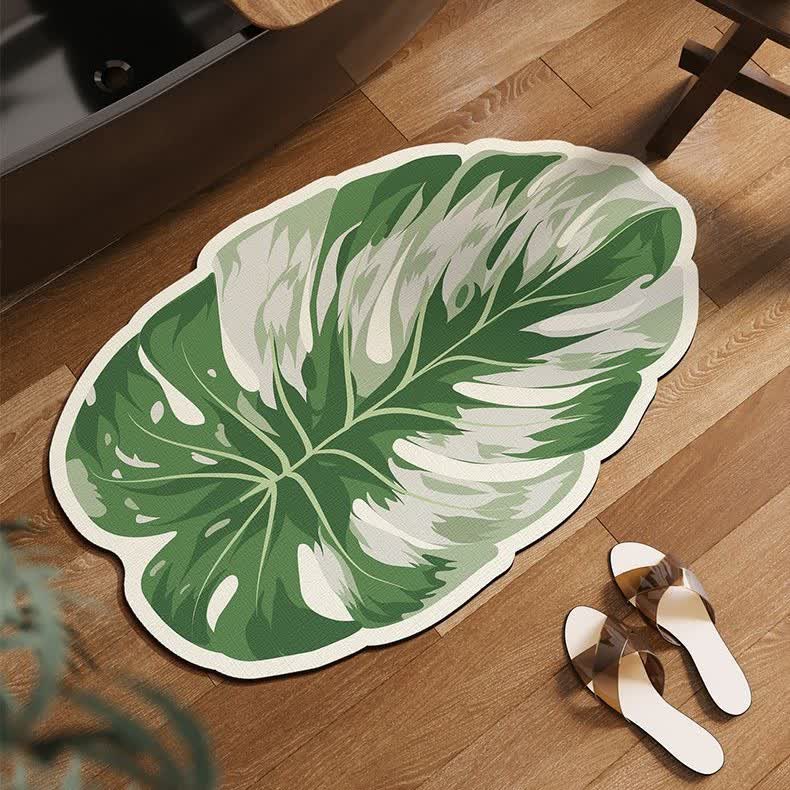 Tropische, blattförmige, rutschfeste Badematte - Grün - 80cm x 120cm - image 0
