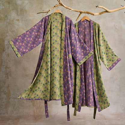 Zweifarbiger Kimono-Bademantel aus Ginkgo-Baumwollgaze - image 3