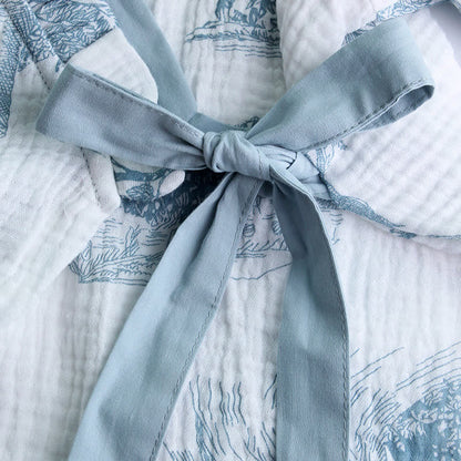 Loungewear-Set mit Rüschenkragen und Landschaftsmotiv - image 2