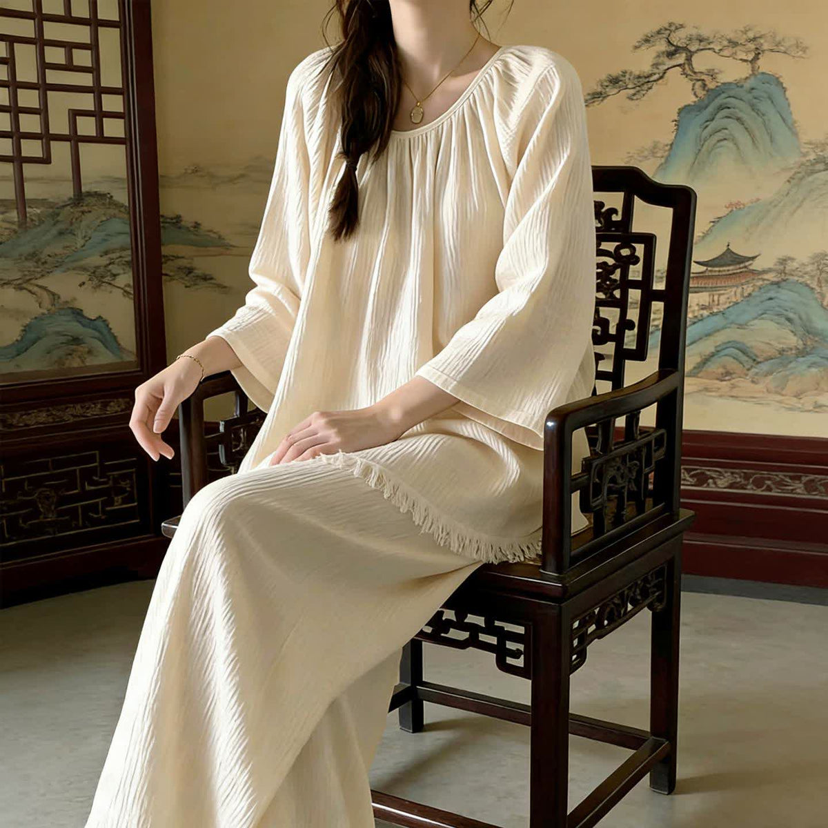 Minimalistisches einfarbiges Loungewear-Set aus Baumwolle - image 1