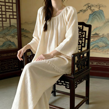 Minimalistisches einfarbiges Loungewear-Set aus Baumwolle - image 1