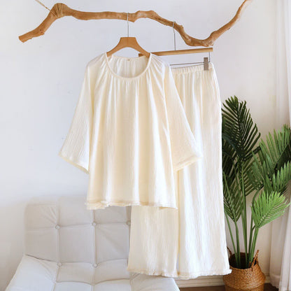 Minimalistisches einfarbiges Loungewear-Set aus Baumwolle - Beige - XL - image 16
