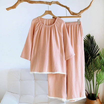Minimalistisches einfarbiges Loungewear-Set aus Baumwolle - Rosa - XL - image 5