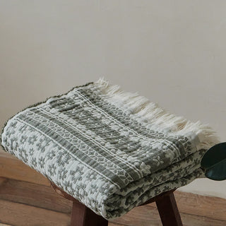 Baumwolldecke mit Gänseblümchenmuster und Quasten - 140cm x 190cm - image 0