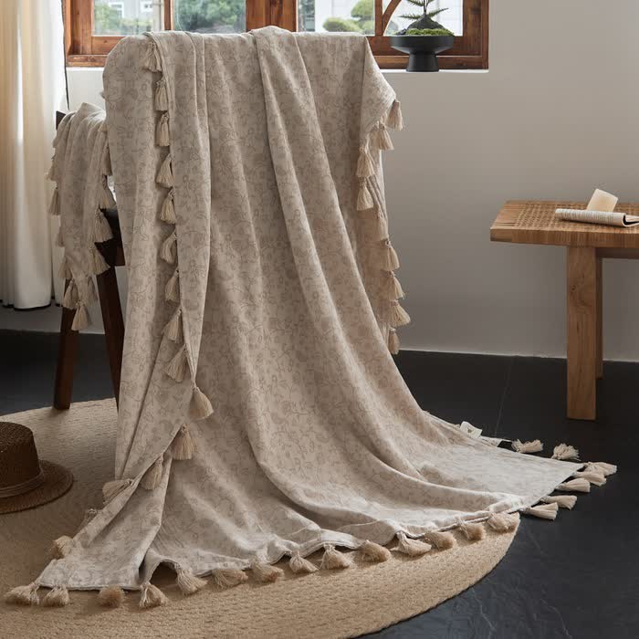 Country Vine Jacquard-Baumwoll-Leinen-Decke - 120cm x 170cm - image 0