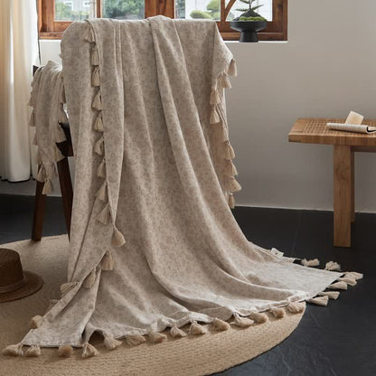 Country Vine Jacquard-Baumwoll-Leinen-Decke - 120cm x 170cm - image 0