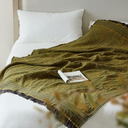 Baumwolldecke im Retro-Stil mit Quasten - image 2