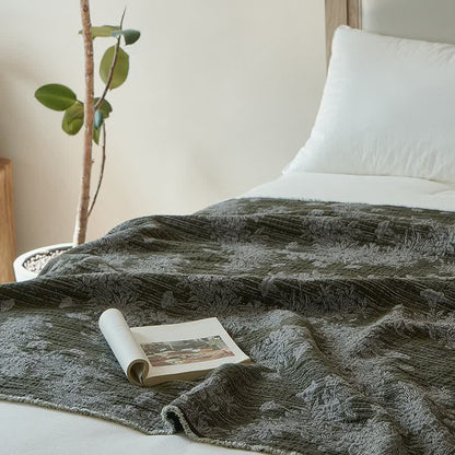 Vintage-Decke aus reiner Baumwolle mit Blumenmuster und Quasten - image 4